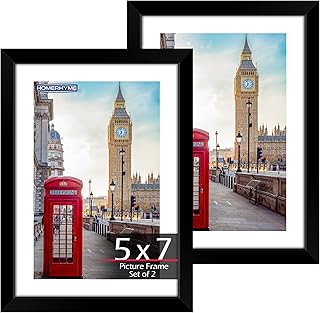 5x7 Picture Frame 2 Pack, Black Picture Frames for Wall or Tabletop Display, Fits Pictures 4x6 with Mat or 5x7 Without Mat, Poster Photo Frame with Plexiglass for Gallery Home Wall Decor