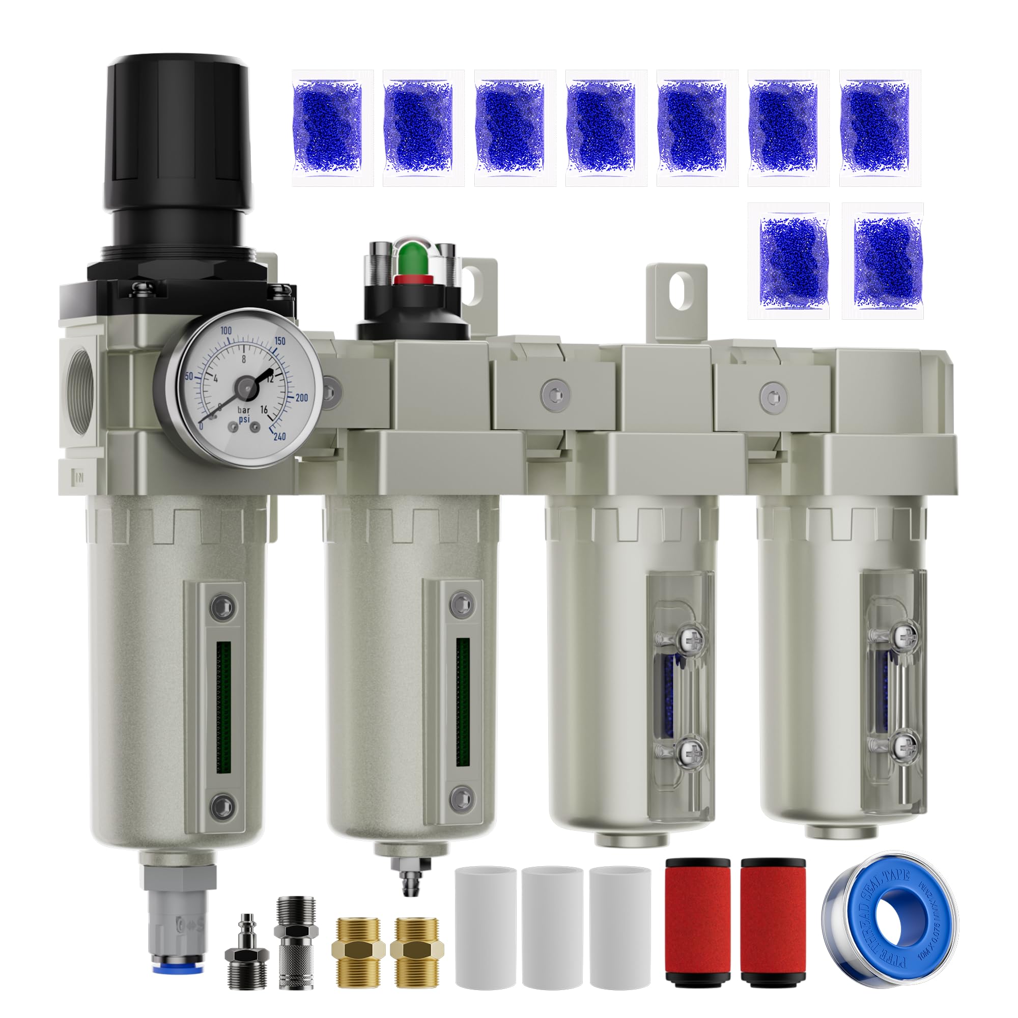 3/4" NPT Water Separator Air Compressor, Industrial 4 Stage Air Compressor Dryer