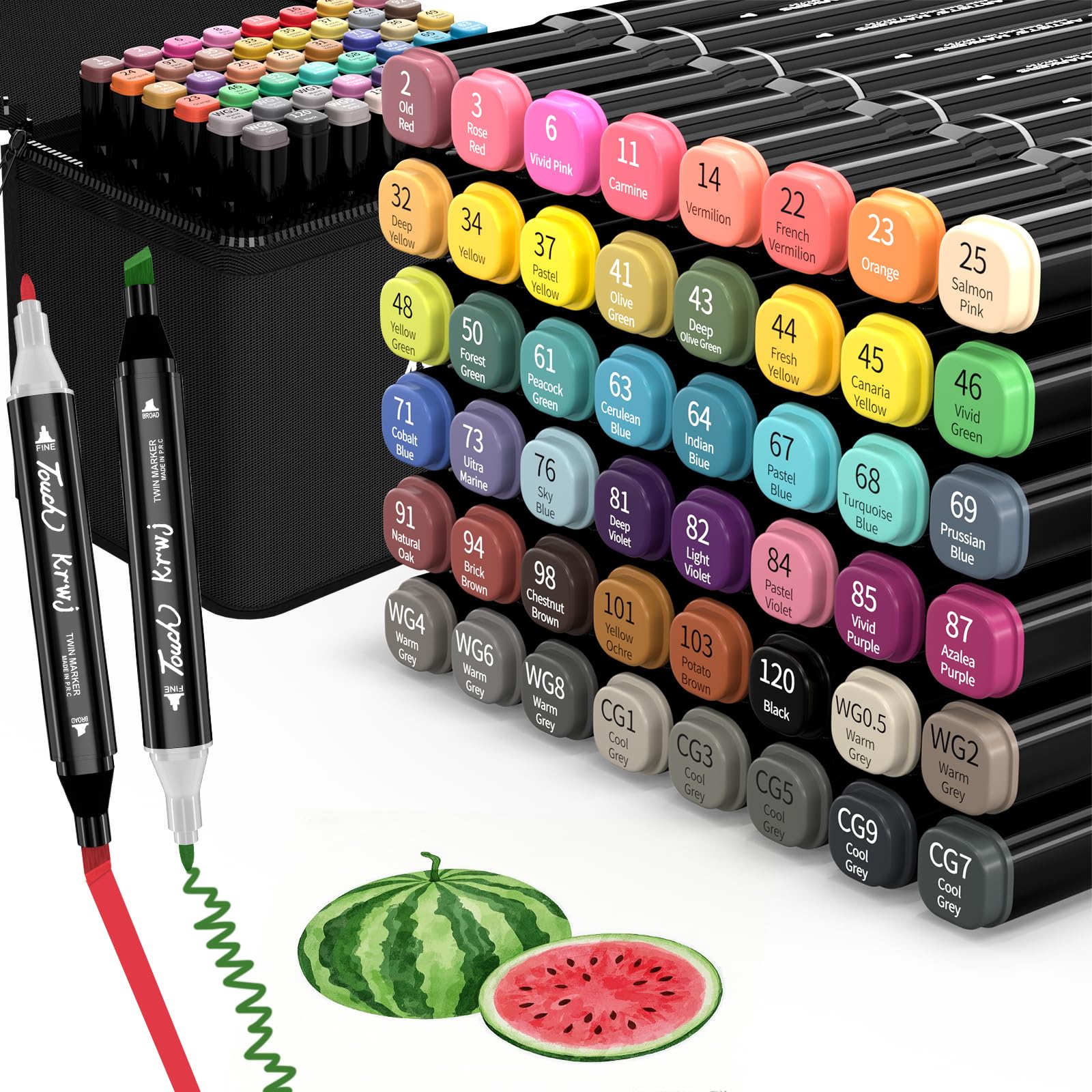 KJSHUANGTANG Alcohol Markers, 48 Colors Dual Tip Art Markers, Drawing, Coloring 