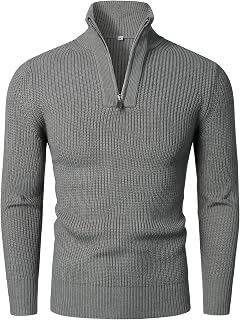 HOOD CREW Men’s Long Sleeve Jumper Causal Tops Fall Stand Collar Zipper Pullovers