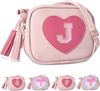 Birthday Gifts for 2 3 4 5 6 7 8 9 10 Year Old Girl,Cute Little Girl Purse Toddler Purse for Kids Wallet,Small Initial Shoulder Crossbody Bag,Personalized Christmas Gift for Daughter Baby(Pink,J)