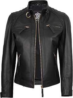 Decrum Cafe Racer Leather Jackets For Women Motorcycle Style