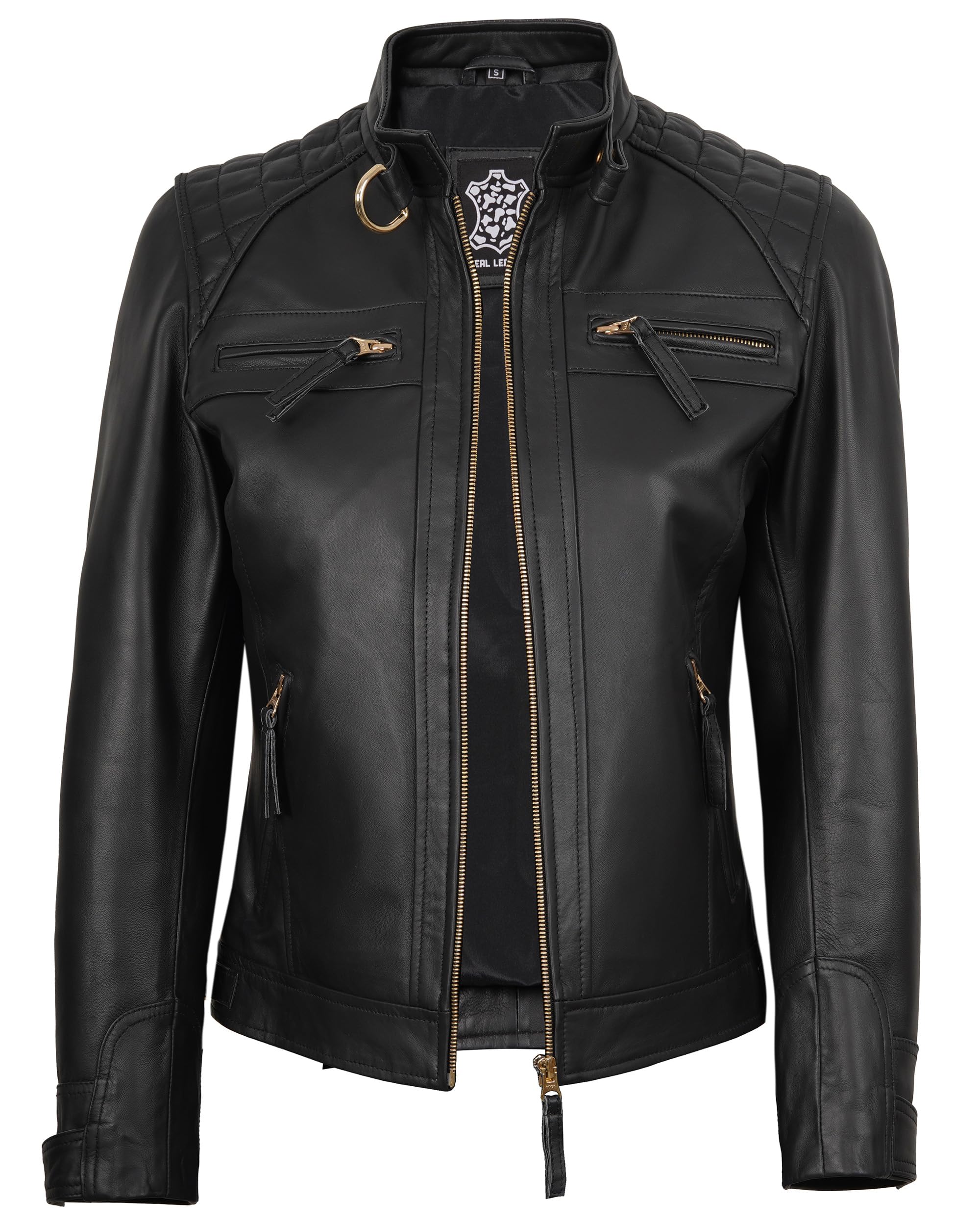 Decrum Cafe Racer Leather Jackets For Women Motorcycle Style