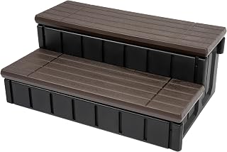 HECASA Hot Tub Steps Outdoor Spa Steps with Storage, Hot Tub Stairs | Non-Slip Steps for Outdoor Indoor, 36 Inches Black/Brown