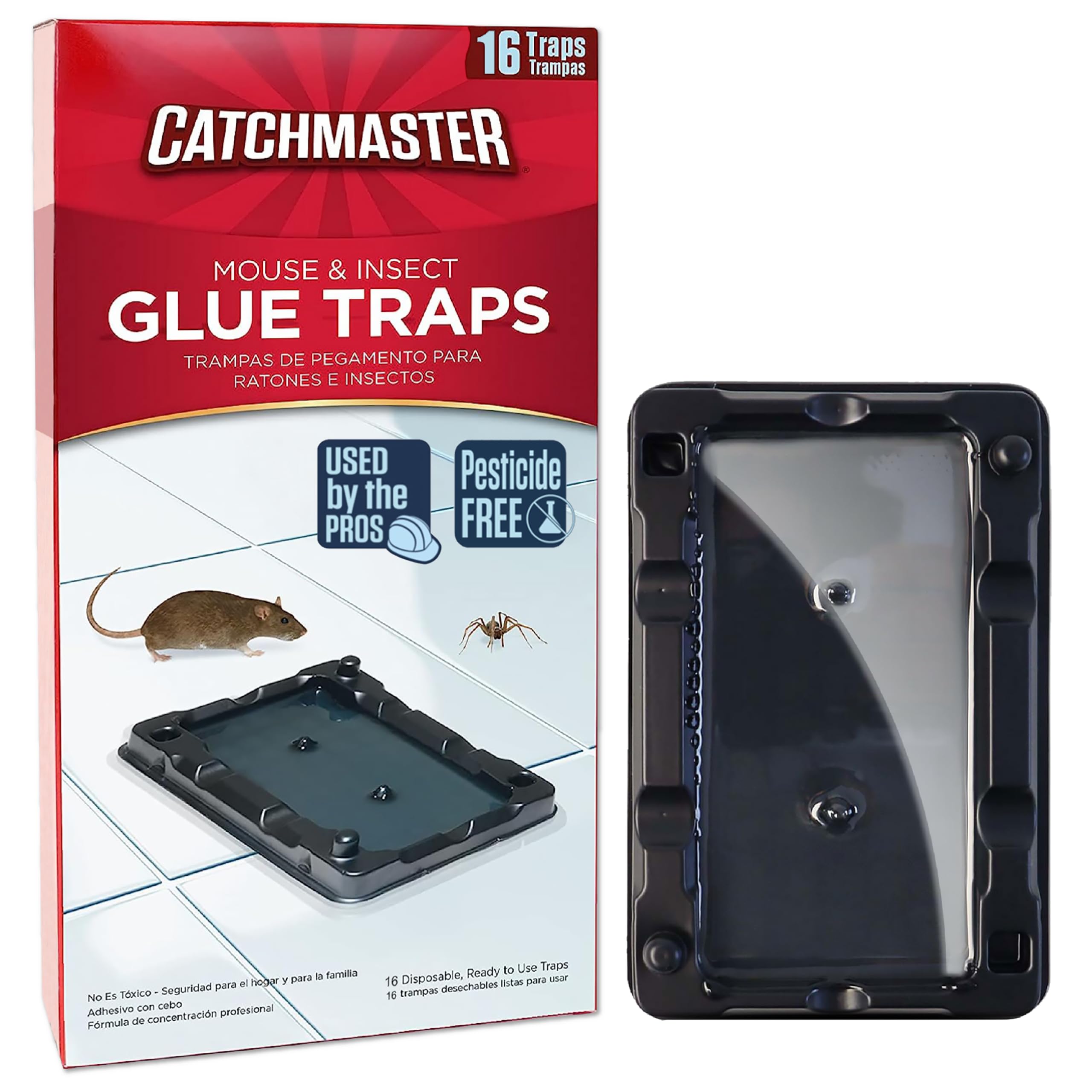 Catchmaster 16pk Mouse Glue Traps Indoor for Home, Sticky Mouse & Bug Traps | He