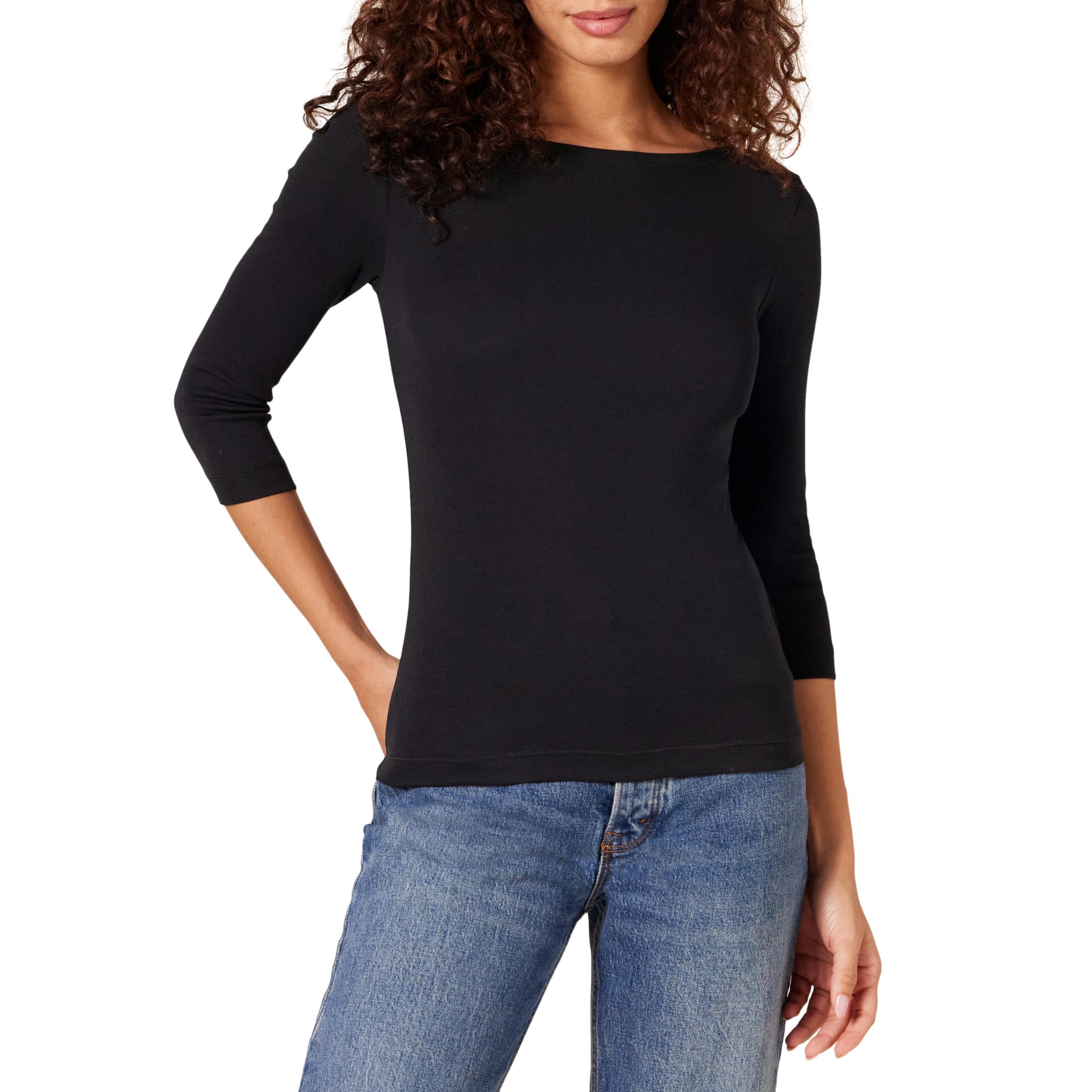 Amazon Essentials Womens 3/4 Sleeve Boatneck T-Shirt