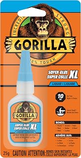 Gorilla Super Glue XL Liquid, Fast-Setting, Multi-Surface, 25g | Anti-Clog Cap And Flow Control Formula Deliver Precise Application For Fast Repairs And Larger Projects