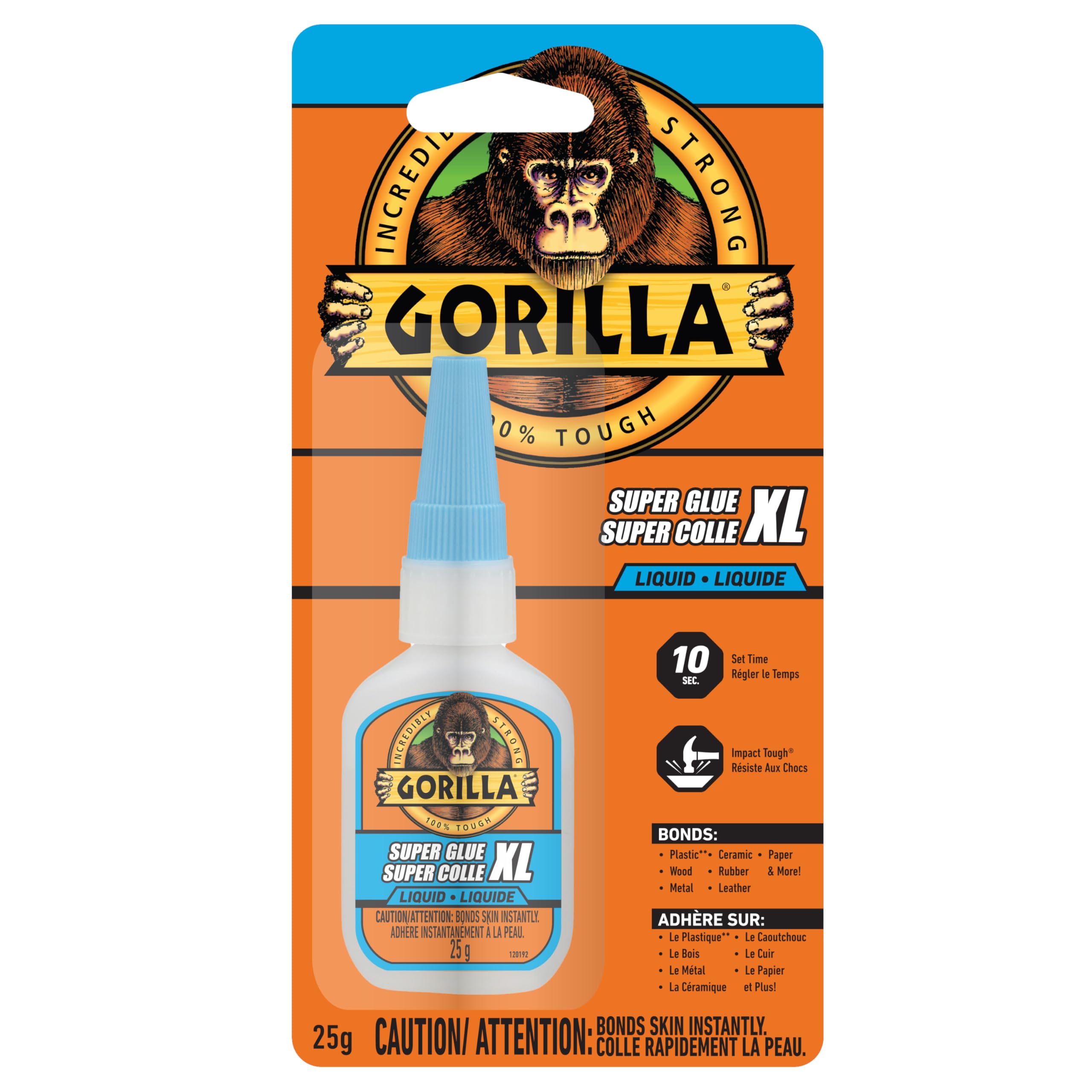 Gorilla Super Glue XL Liquid, Fast-Setting, Multi-Surface, 25g | Anti-Clog Cap A