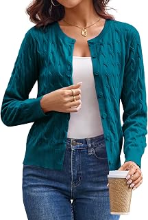 GRACE KARIN Cable Knit Cardigan Sweater for Women Lightweight Fall Clothes