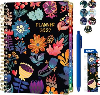 2027 Daily Planner, Agenda 2027,2027 Planner, 6.1" x 8.5" Hardcover 2027 Weekly Planner, Weekly Monthly Planner with Tabs Inner Pocket, Daytimer Schedule Planner January 2027 - December 2027 (A0902)