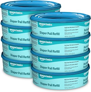 Amazon Basics Diaper Pail Refills for Genie Pails, Unscented, 2160 Count (8 Packs of 270) (Previously Mama Bear)