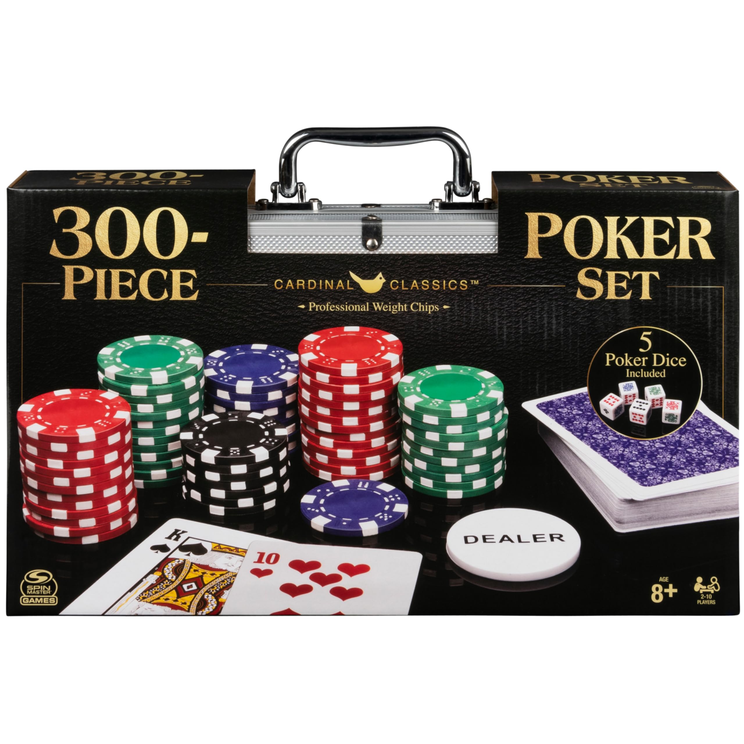 Spin Master Games, Cardinal Classics, 300-Piece Poker Set with Aluminum Carrying