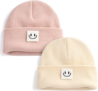 FURTALK Baby Beanie Toddler Winter Hat Boys Girls Kids Warm Knitted Cap | 100% Ultra-Soft Acrylic, 2 Pack Stretchy Fit Covers Ears, Thick for Cold Nights, Ideal for School & Daycare