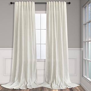 Natural Linen Tab Top Curtains 84 Inch Length for Living Room 2 Panels Pocket Curtain Light Filtering Semi Sheer Neutral Rural Rustic Farmhouse Ivory Cream