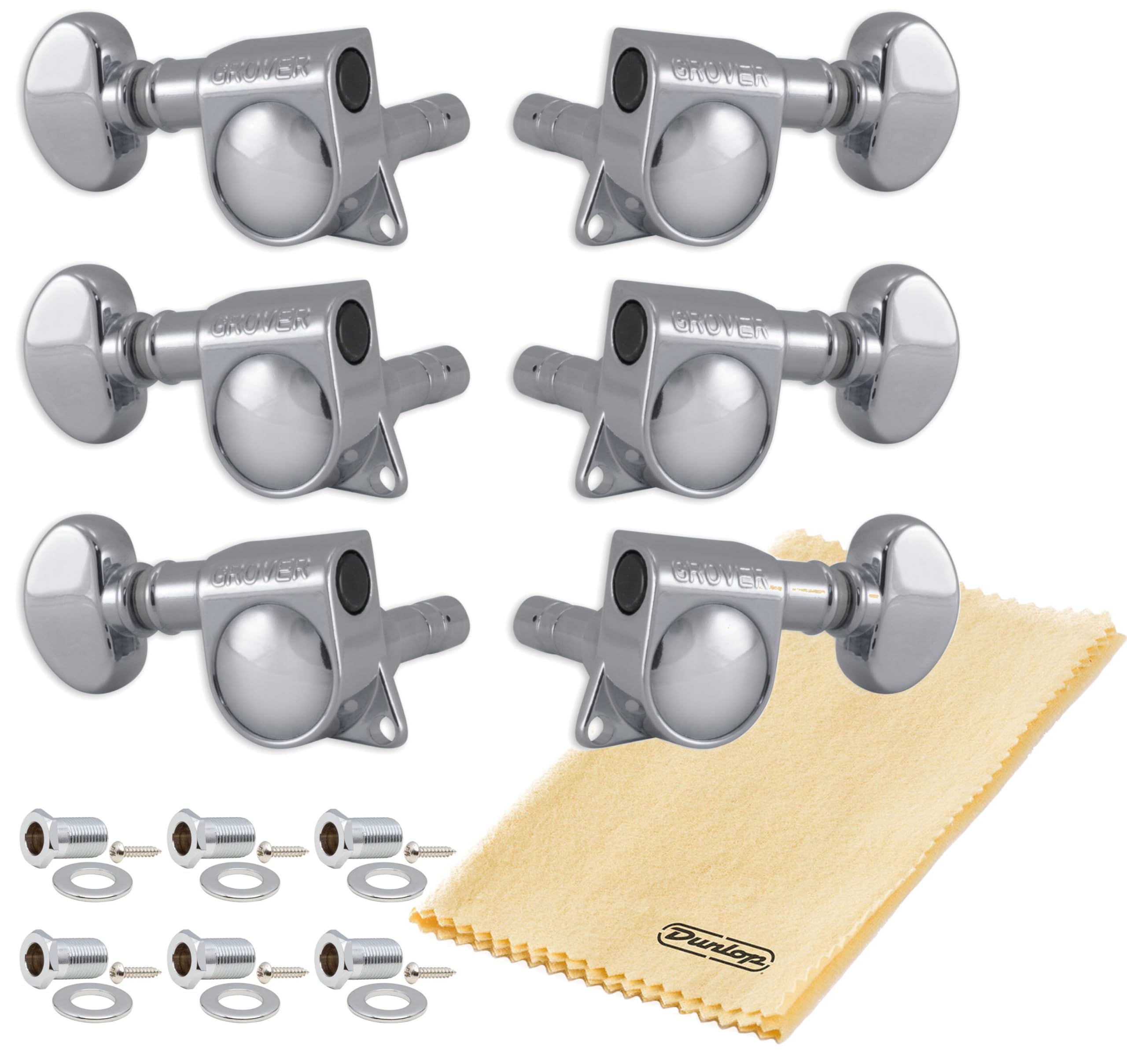 Grover 406C Locking Rotomatics Guitar Tuners, Tuning Machines Set 3+3 18:1 Chrom