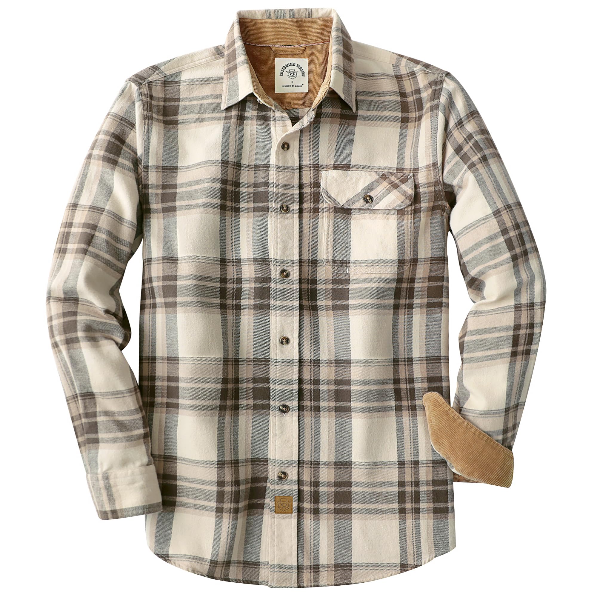 Dubinik® 6 oz Flannel Shirt for Men Long Sleeve Casual Brushed Cotton