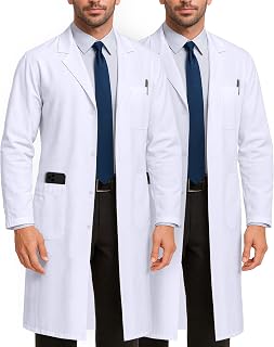 NY Threads White Lab Coat for Men with Side-Slit Access and 3 Pockets | Medical Lab Coat with Long Sleeves Button-Front Closure Machine Washable for College Classroom Laboratory & Healthcare