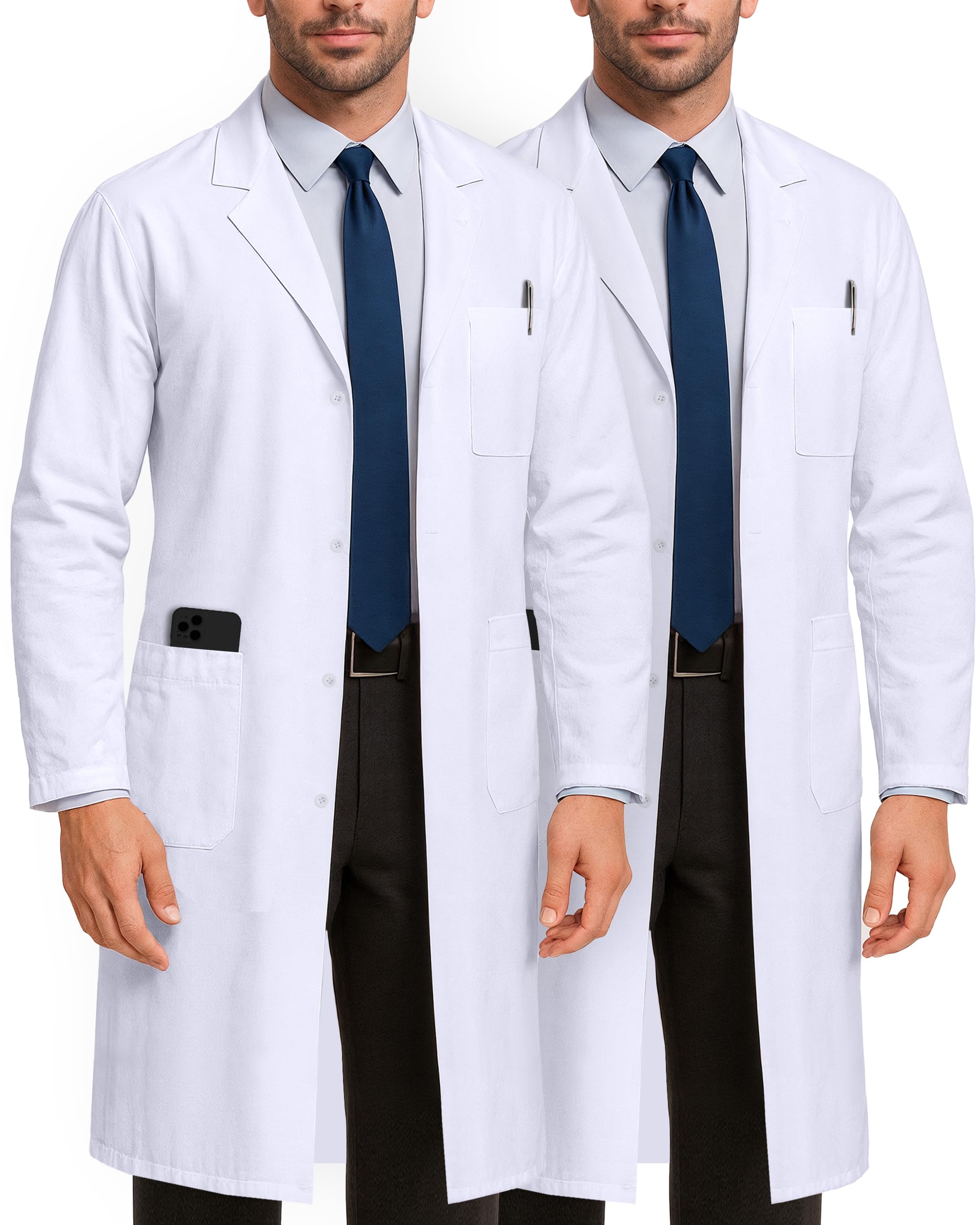 NY Threads White Lab Coat for Men with Side-Slit Access and 3 Pockets | Medical 