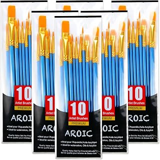 AROIC 60 Pcs Paint Brushes, Acrylic Paint Brush Set for Oil & Watercolor