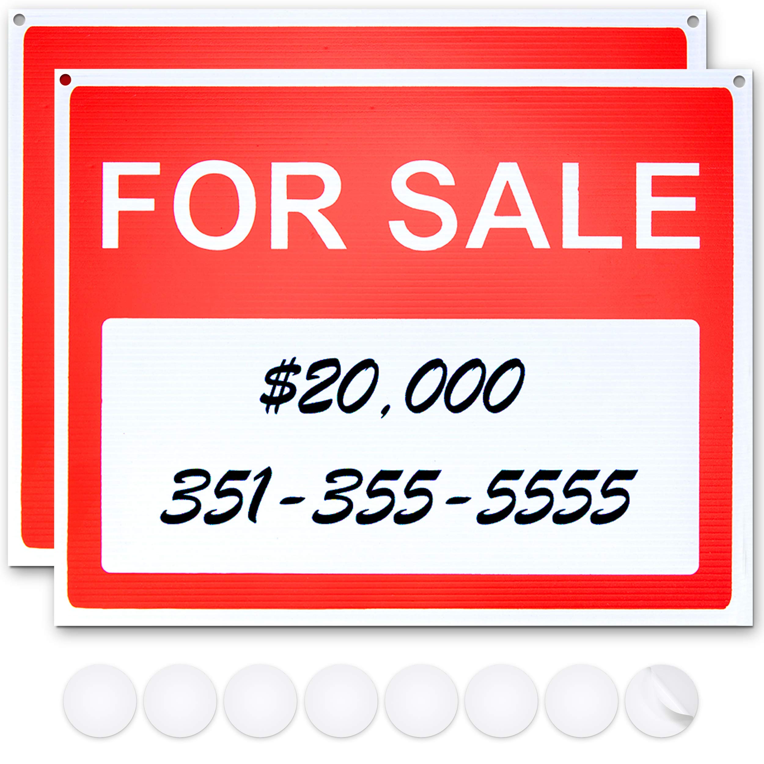 ASSURED SIGNS For Sale Sign for Car Window, 2 Pack, 14.25" X 11.25" | Attracts B