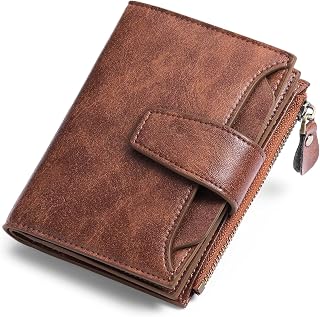 SENDEFN Women's Genuine Leather Wallet Small Cute Coin Purse with Zip 14 Cards with Many Compartments