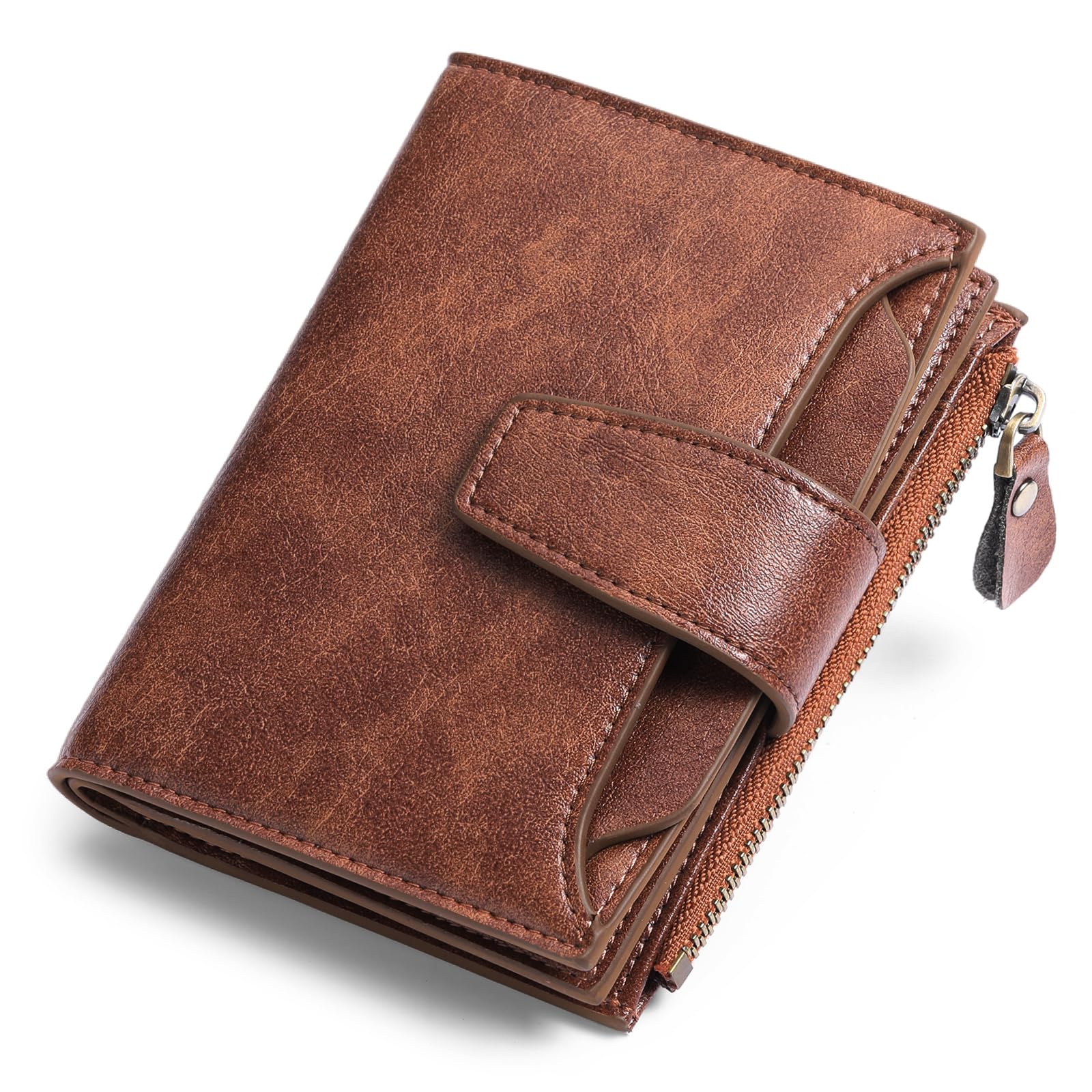 SENDEFN Women's Genuine Leather Wallet Small Cute Coin Purse with Zip 14 Cards w