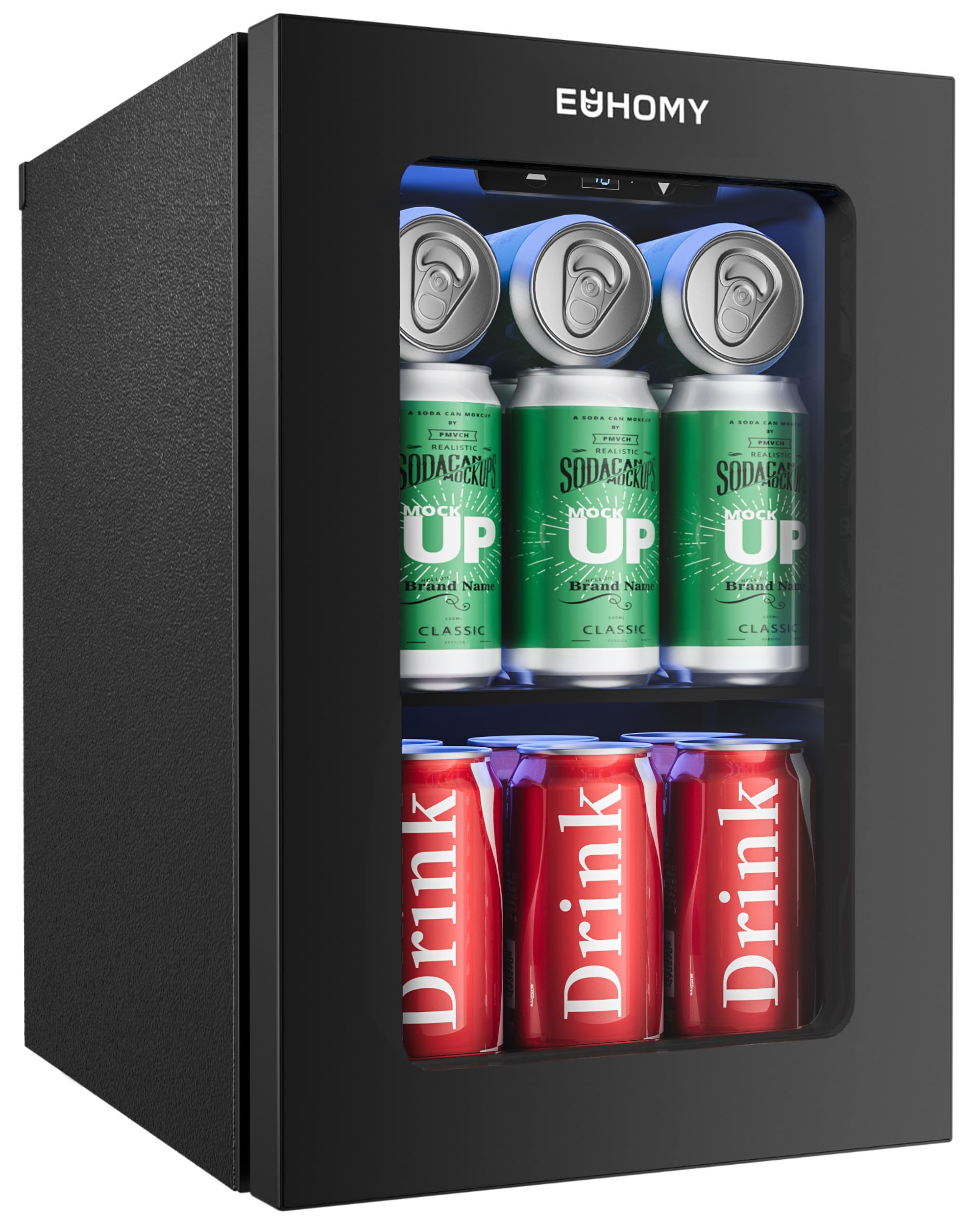 EUHOMY 24 Can Mini Fridge, 18L Beverage Refrigerator with Quiet Compressor | 0.6
