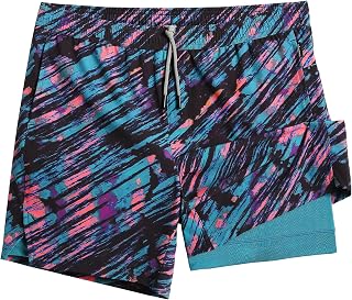 maamgic Men's Swim Trunks 5 Inch Mesh Lining Quick Dry Swim Shorts