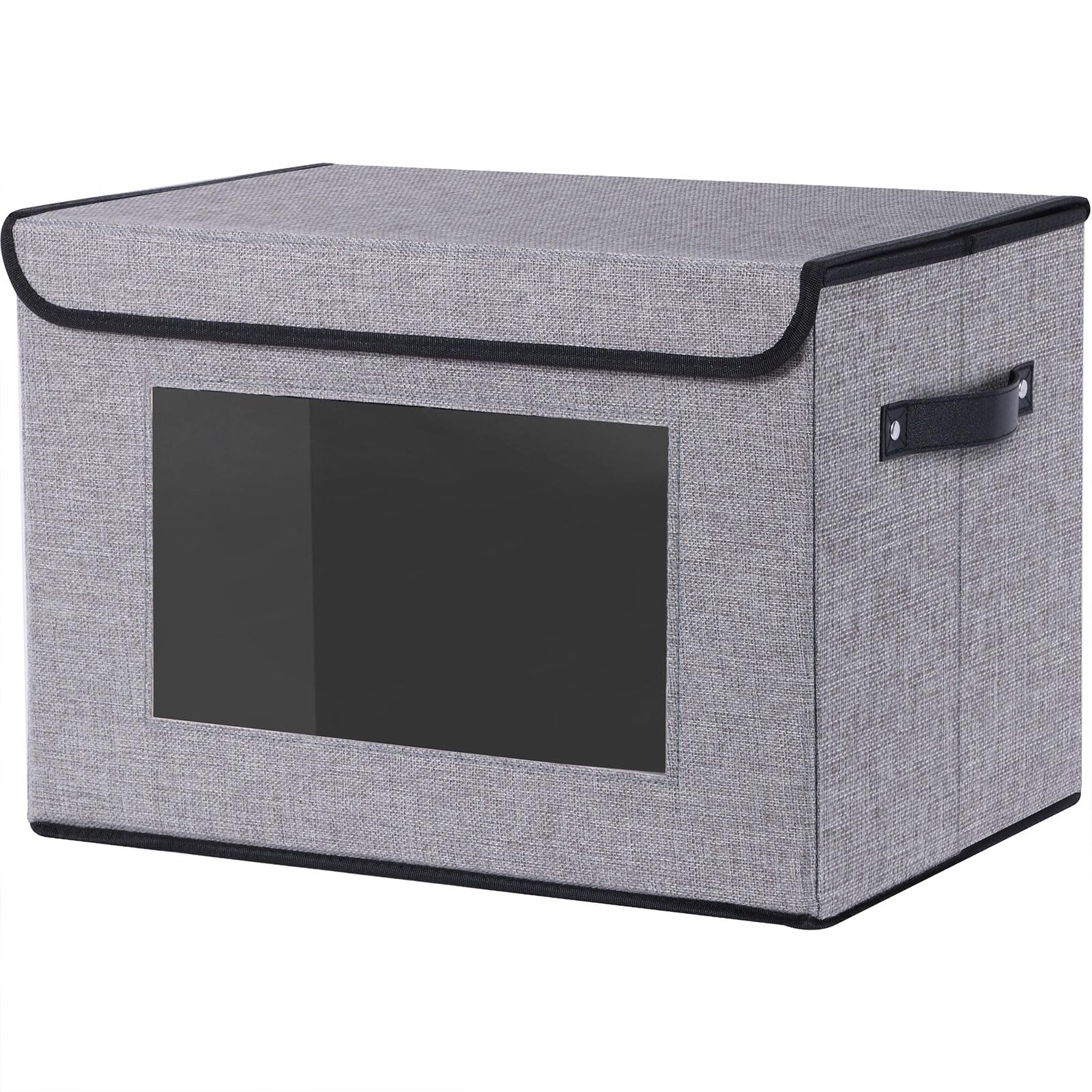Collapsible Storage Boxes with Lids, Shelf Basket with Handles, Cube Organizer w