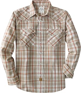 Dubinik® 6 oz Flannel Shirt for Men Pearl Snap Western Cowboy Long Sleeve