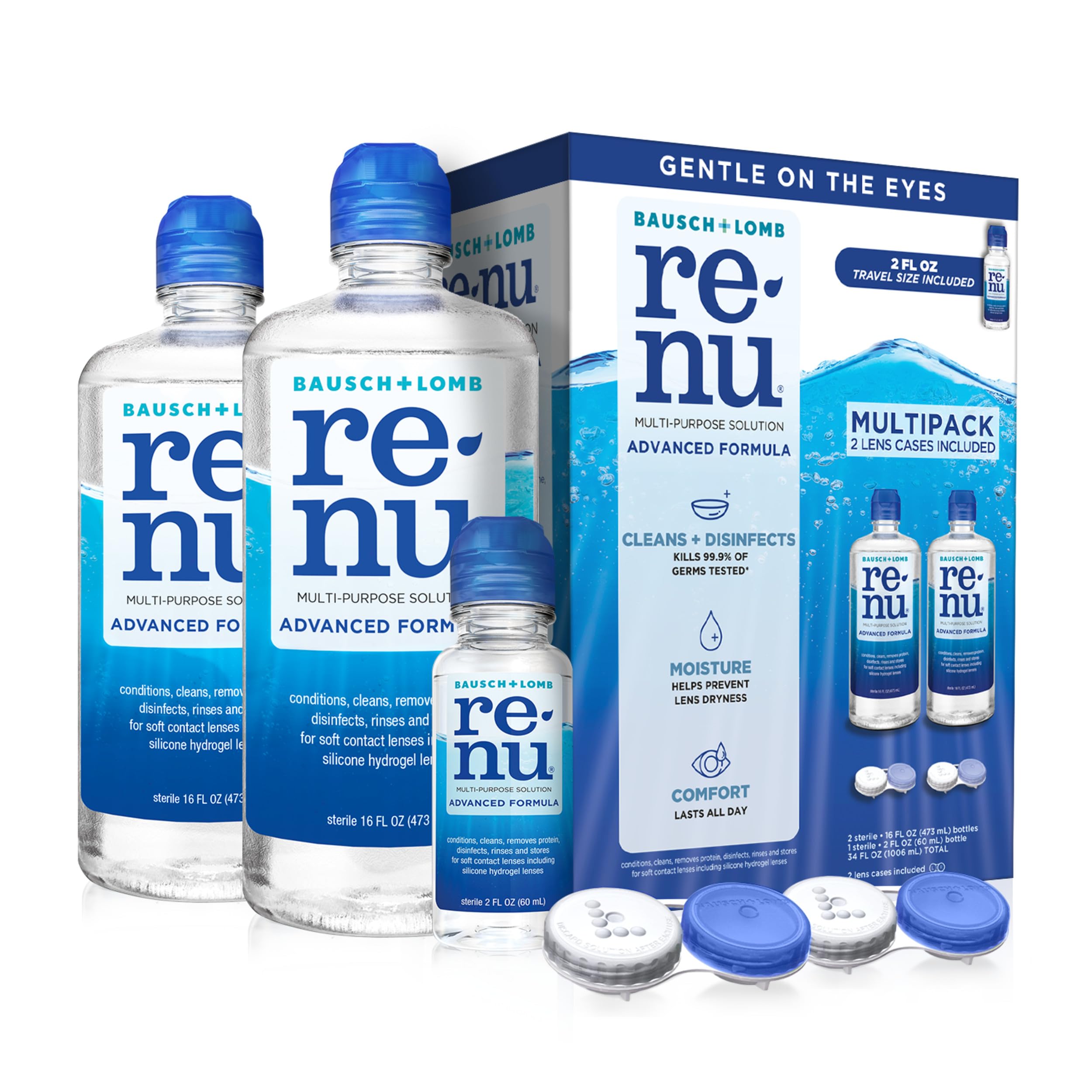 Renu Advanced Multi-Purpose Contact Lens Solution & Case, 16 oz 2-Pack | Include