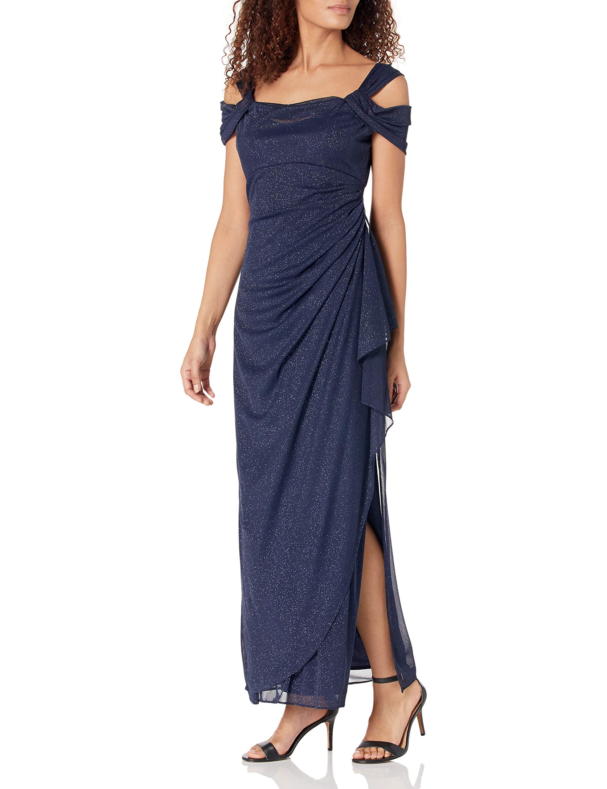 Alex Evenings Off Shoulder Mesh Long Dress (Regular, Plus Size, Petite) Special 