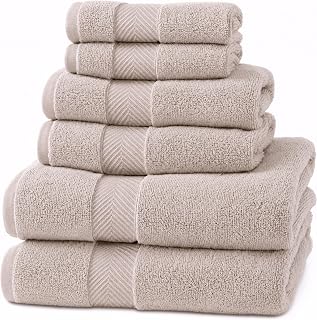 Viscose from Bamboo Bath Towels Set of 6 - Extra Plush 700 GSM Quick Dry Cotton Blend for Luxury Bathroom Comfort - Super Soft, Large, Absorbent - Dune