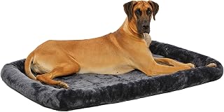 MidWest Homes for Pets QuietTime Giant Dog Bed – Gray Faux Fur Bolster, Ultra-Soft and Machine Washable, Fits 137 cm Crates and Carriers, for XXL Breed Dogs