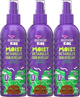 Aussie Kids Moist Detangler Spray, Sulfate &amp; Paraben Free, Moisturizing &amp; Tangle-Free Hair Care for Kids, Cruelty-Free, 8 Fl Oz Each, 3 Pack