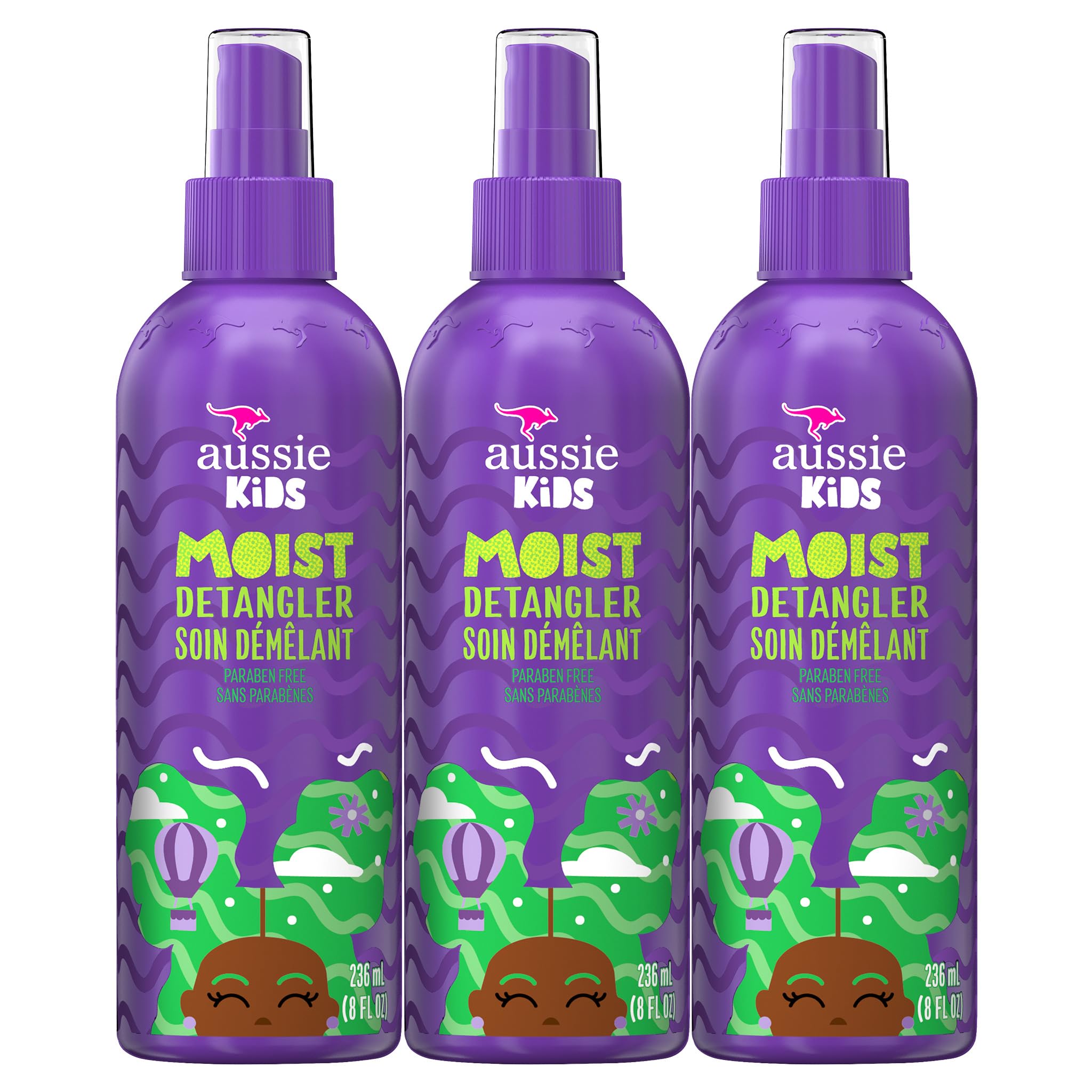 Aussie Kids Moist Detangler Spray, Sulfate & Paraben Free, Moisturizing & Tangle
