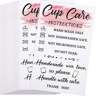 Sureio 200 Pieces Tumbler Cup Cards,Cup Care Instructions Cards, Tumbler Mug Care Insert for Business, Customer Directions, Online Shop Package Insert