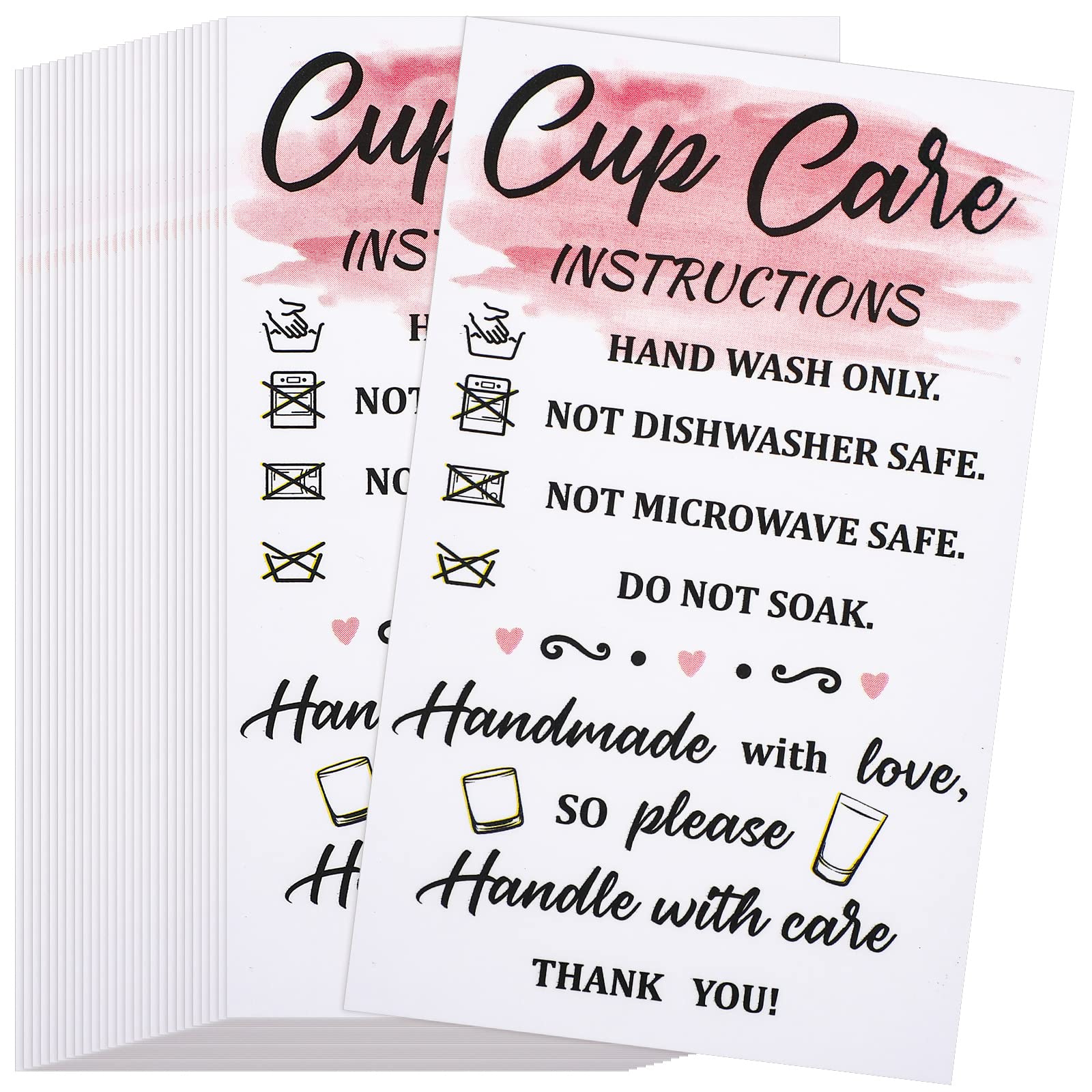 Sureio 200 Pieces Tumbler Cup Cards,Cup Care Instructions Cards, Tumbler Mug Car