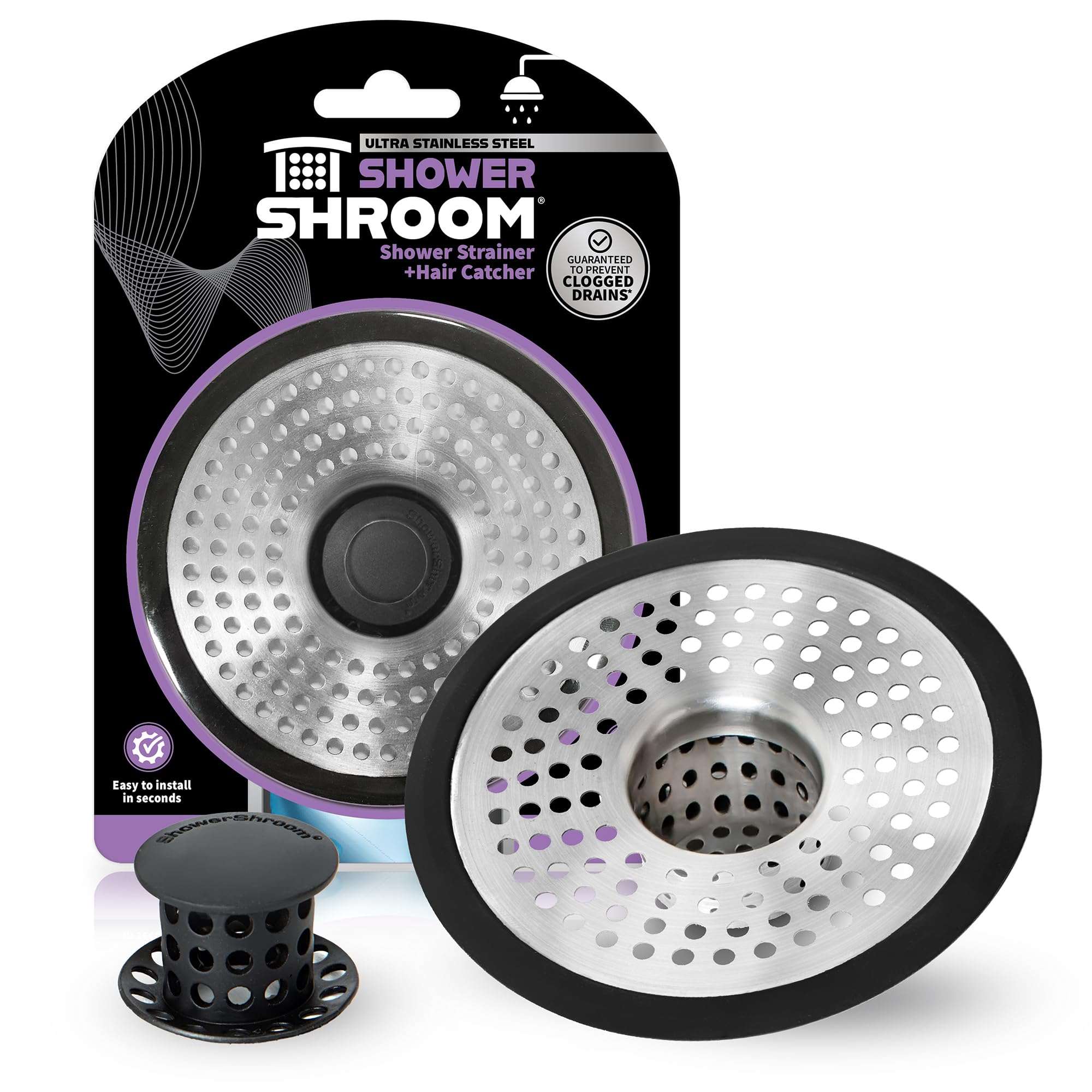 ShowerShroom SHSULT755 Ultra Revolutionary Shower Hair Catcher Drain Protector, 
