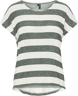 VERO MODA Women's Crew Neck Striped T-Shirt