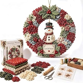 Christmas 3D Fabric Poke Wreath DIY Kit Wreath DIY Craft Kits for Adults | 3d Fabric Poke Art for Adults, Beginner-Friendly, Holiday Indoor Decor, Wreath Making Kit, Christmas Wreath Decorations