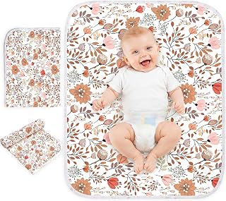 Bnditeu Portable Baby Changing Pad, Waterproof Diaper Changing Mat, 30"x24" | Ultra-Soft Cotton Surface, Skin-Friendly Bedpad, Crib Protection for Newborn Girls, Home &amp; Travel Daily Use, Pink Flower