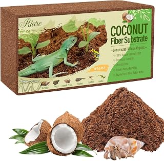 Riare Coconut Fibre Substrate 1 Pack, Compressed Coco Husk Reptile Bedding | Coco Terrarium Substrate for Reptiles, Tortoises, Frogs, Snakes, Hermit Crabs and Burrowing Pet, Helps Maintain Humidity