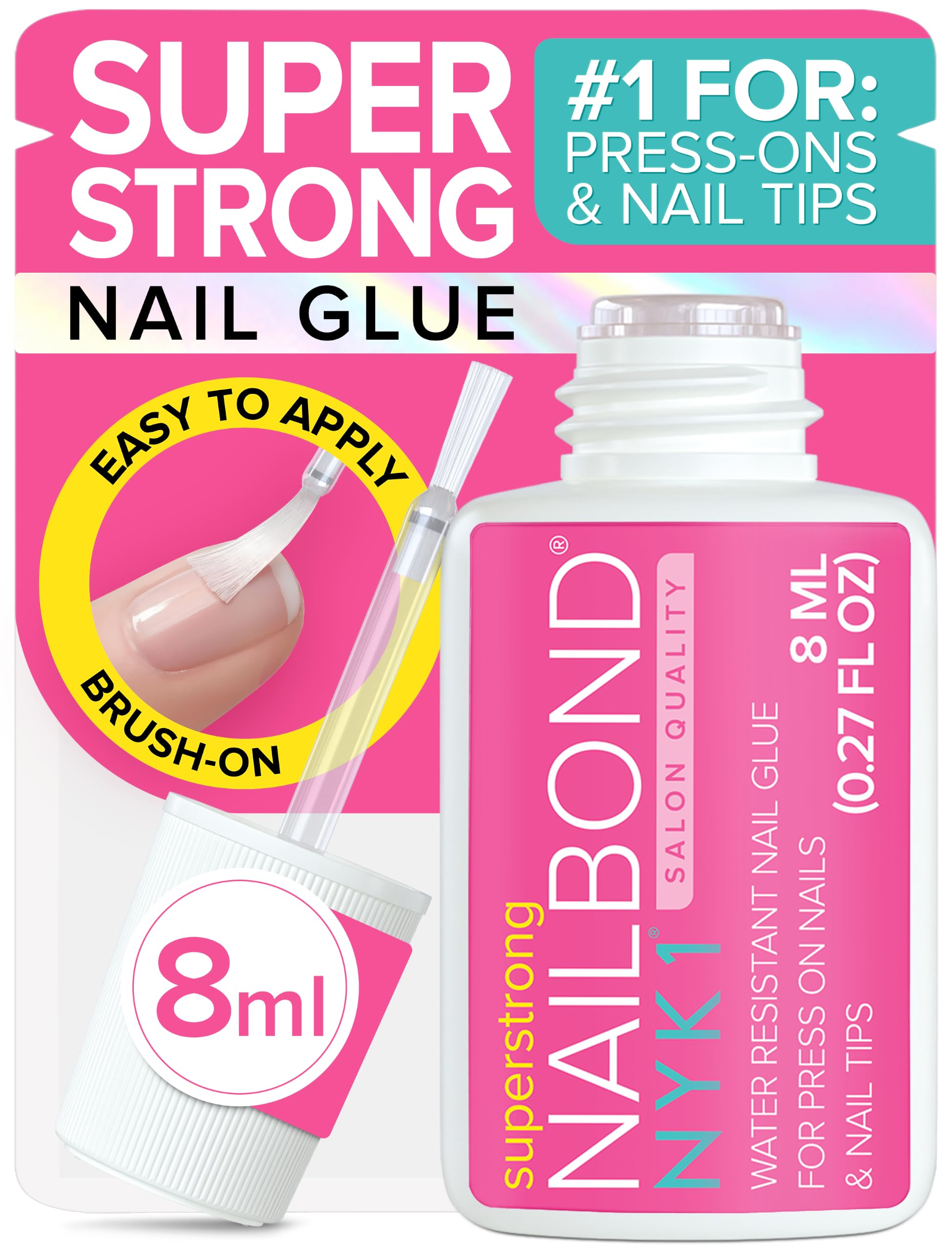 NYK1 Super Strong Nail Glue for Press On Nails, Nail Tips & Acrylics | 8ml | Nai