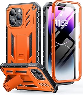FNTCASE for iPhone 14 Pro Max Case, Built-in Screen Protector, Kickstand