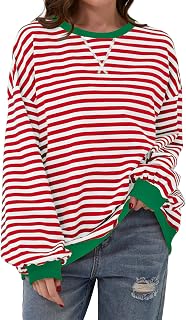 DUOEASE Y2K Women's Oversized Sweatshirt Elegant Striped Long Sleeve Top