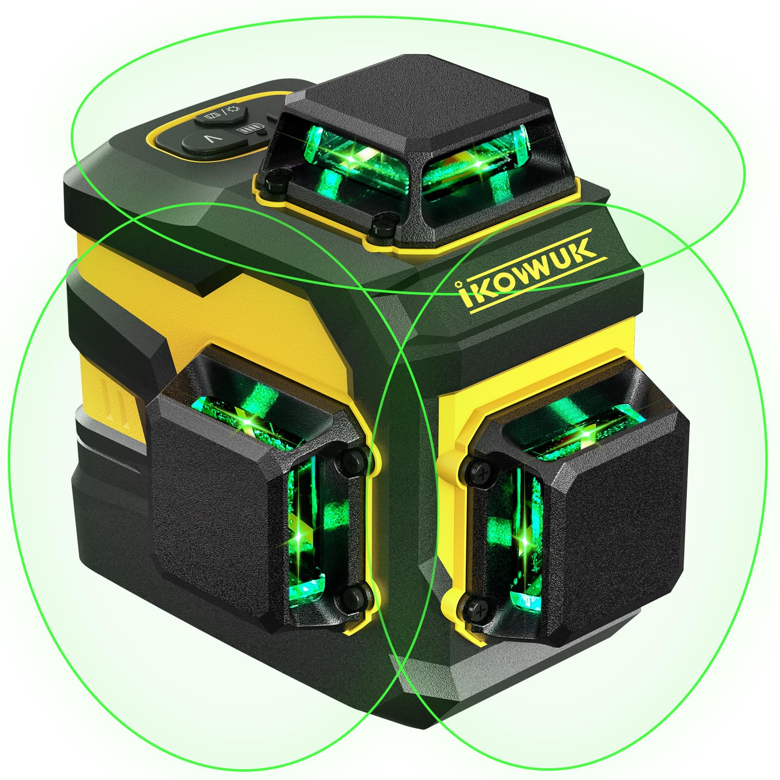 IKOVWUK Laser Level with 12 Green Lines, Built-in 5200 mAh Li-ion Battery | 3×36