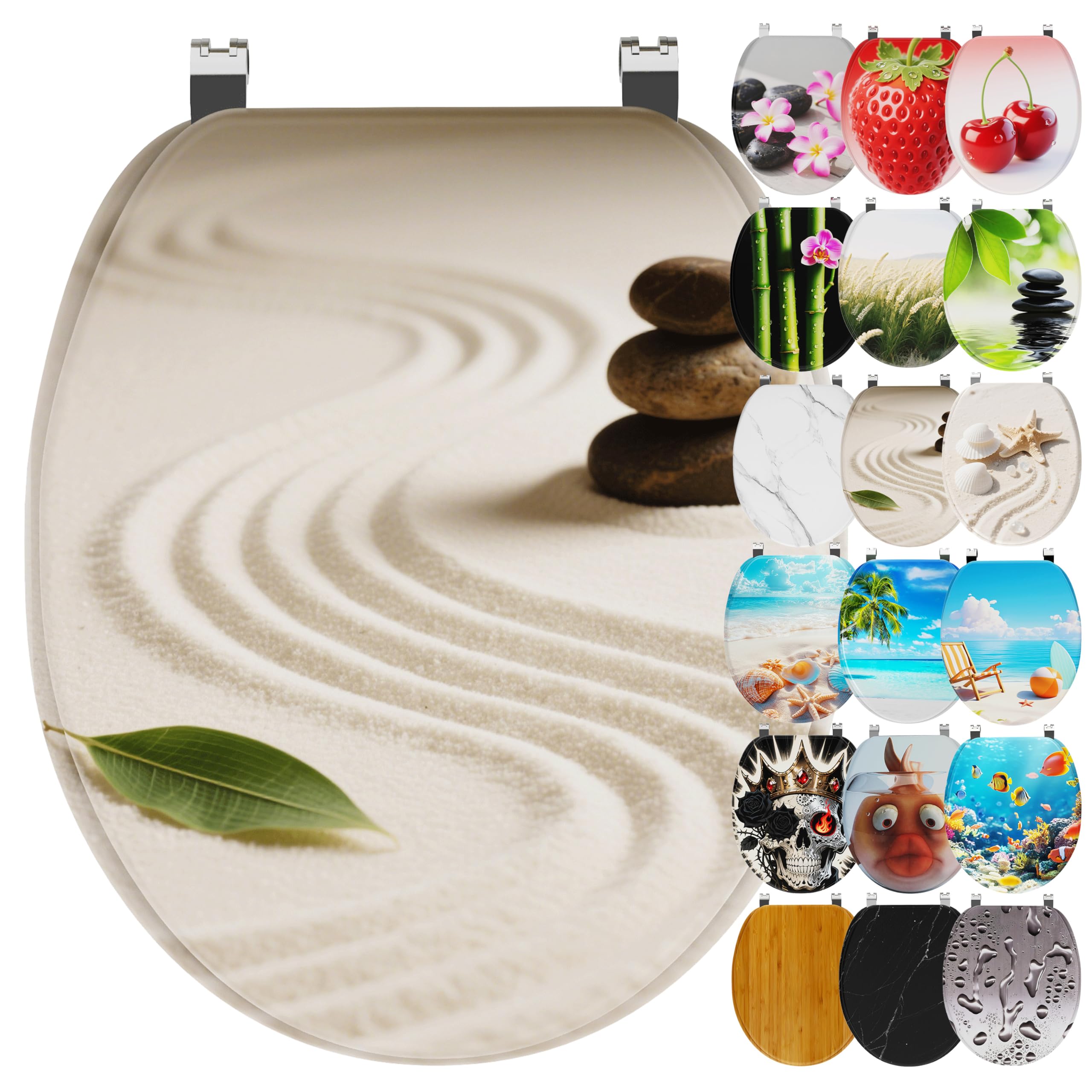 Ribelli Toilet Seat with Soft-Close Mechanism, Toilet Lid O-Shape in Many Design