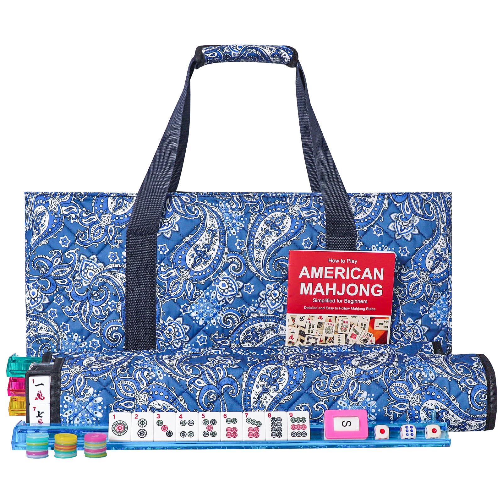 GUSTARIA American Mahjong Game Set, 166 Quality White Tiles, 4 All-in-One Color 
