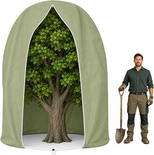 110" x 79" Large Plant Covers Freeze Protection, Thicken Plant Frost Cover | Huge Winter Plant Frost Cloth Bag with Zipper and Drawstring for Outdoor Plants Fruit Trees, Army Green